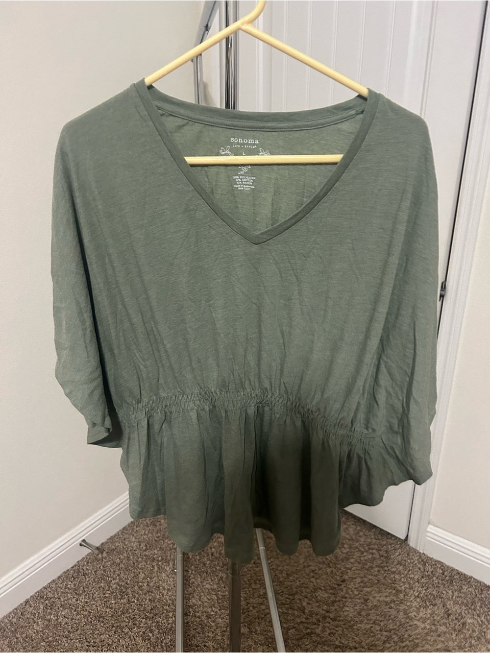 Sonoma Sage Green V-Neck Peplum Tunic
